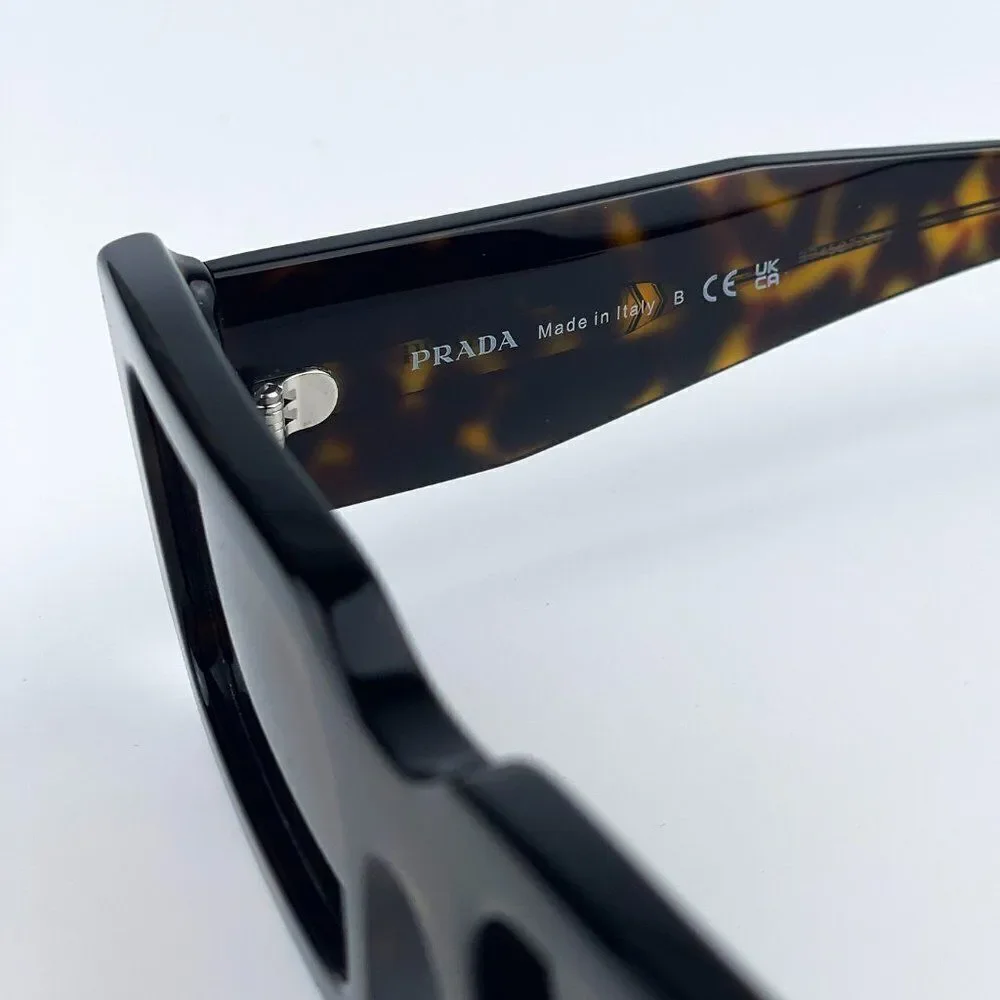 NEW Prada PR06YS 2AU8C1 Havana Tortoise Dark Brown Rectangle Unisex Sunglasses